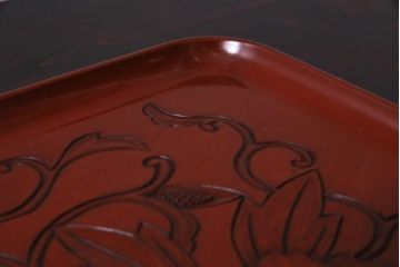 アンティーク雑貨　在銘　木製　鎌倉彫　お盆(作家物漆器)