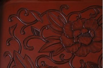 アンティーク雑貨　在銘　木製　鎌倉彫　お盆(作家物漆器)