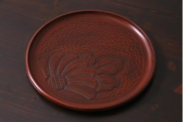 アンティーク雑貨　陽堂製　鎌倉彫　木製お盆(漆器)