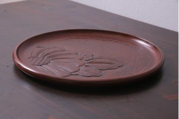 アンティーク雑貨　陽堂製　鎌倉彫　木製お盆(漆器)