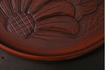アンティーク雑貨　陽堂製　鎌倉彫　木製お盆(漆器)