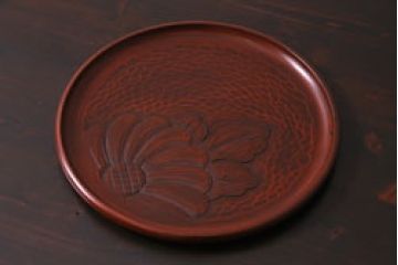 アンティーク雑貨　陽堂製　鎌倉彫　木製お盆(漆器)