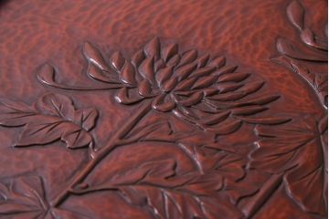 アンティーク雑貨　千賀子　在銘　鎌倉彫　お盆(漆器)