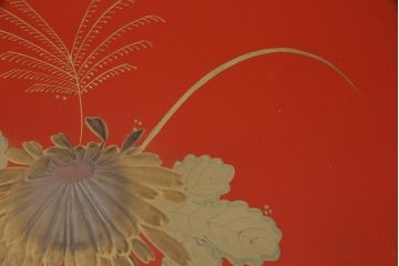 アンティーク雑貨　朱塗　金蒔絵　木製盆(漆器)