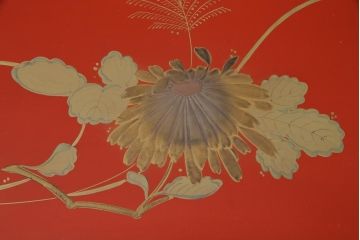アンティーク雑貨　朱塗　金蒔絵　木製盆(漆器)
