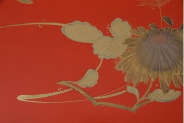 アンティーク雑貨　朱塗　金蒔絵　木製盆(漆器)