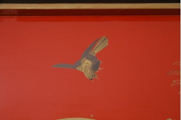 アンティーク雑貨　朱塗　金蒔絵　木製盆(漆器)