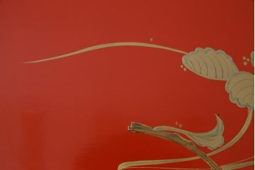 アンティーク雑貨　朱塗　金蒔絵　木製盆(漆器)