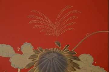 アンティーク雑貨　朱塗　金蒔絵　木製盆(漆器)