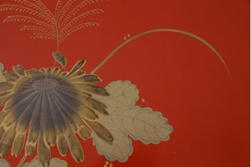 アンティーク雑貨　朱塗　金蒔絵　木製盆(漆器)