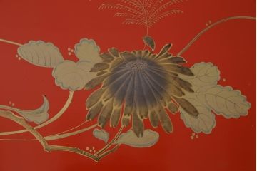 アンティーク雑貨　朱塗　金蒔絵　木製盆(漆器)