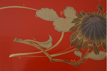 アンティーク雑貨　朱塗　金蒔絵　木製盆(漆器)