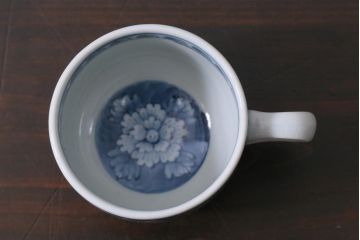 アンティーク雑貨　六代　佐藤走波作　染錦牡丹文　共箱付き　珈琲碗(カップ&ソーサー)