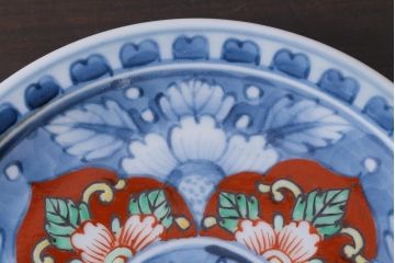 アンティーク雑貨　六代　佐藤走波作　染錦牡丹文　共箱付き　珈琲碗(カップ&ソーサー)