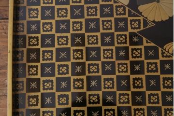 アンティーク雑貨　黒漆　桐文　金蒔絵　木製盆(漆器)