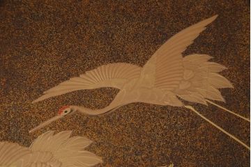 アンティーク雑貨　明治十年　黒塗梨地　金蒔絵　木製文箱(漆器硯箱)