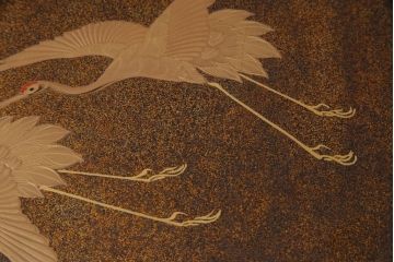 アンティーク雑貨　明治十年　黒塗梨地　金蒔絵　木製文箱(漆器硯箱)