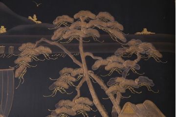 アンティーク雑貨　明治十年　黒塗梨地　金蒔絵　木製文箱(漆器硯箱)