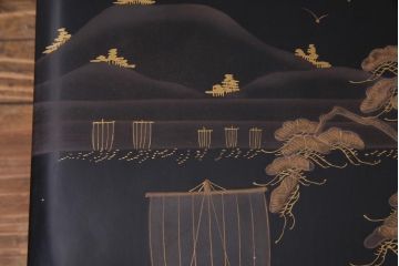 アンティーク雑貨　明治十年　黒塗梨地　金蒔絵　木製文箱(漆器硯箱)