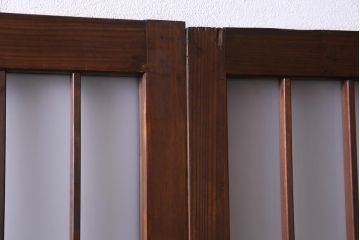 昭和期　当店オリジナルガラス入り　腰板ケヤキ材　腰付雪見　品の良いレトロなガラス戸4枚セット(引き戸、建具)