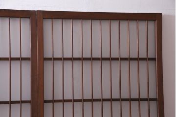 昭和期　当店オリジナルガラス入り　腰板ケヤキ材　腰付雪見　品の良いレトロなガラス戸4枚セット(引き戸、建具)