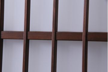 昭和期　当店オリジナルガラス入り　腰板ケヤキ材　腰付雪見　品の良いレトロなガラス戸4枚セット(引き戸、建具)