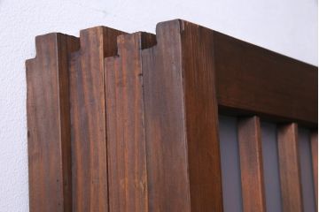 昭和期　当店オリジナルガラス入り　腰板ケヤキ材　腰付雪見　品の良いレトロなガラス戸4枚セット(引き戸、建具)