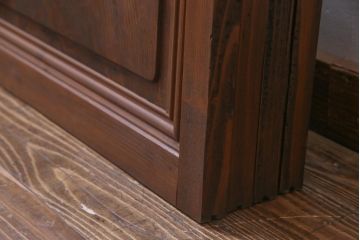 昭和期　当店オリジナルガラス入り　腰板ケヤキ材　腰付雪見　品の良いレトロなガラス戸4枚セット(引き戸、建具)