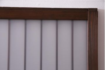 昭和期　当店オリジナルガラス入り　腰板ケヤキ材　腰付雪見　品の良いレトロなガラス戸4枚セット(引き戸、建具)