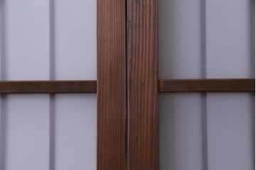 昭和期　当店オリジナルガラス入り　腰板ケヤキ材　腰付雪見　品の良いレトロなガラス戸4枚セット(引き戸、建具)
