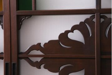 アンティーク建具　上手物　当時物色ガラス入り　大正ロマン薫るガラス戸4枚セット(建具、引き戸)