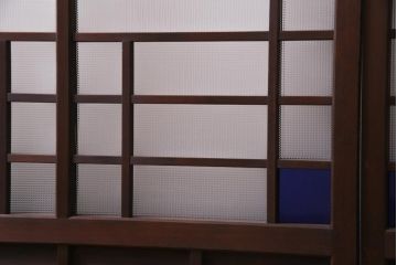 アンティーク建具　上手物　当時物色ガラス入り　大正ロマン薫るガラス戸4枚セット(建具、引き戸)