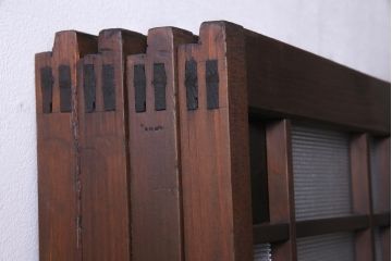 アンティーク建具　上手物　当時物色ガラス入り　大正ロマン薫るガラス戸4枚セット(建具、引き戸)