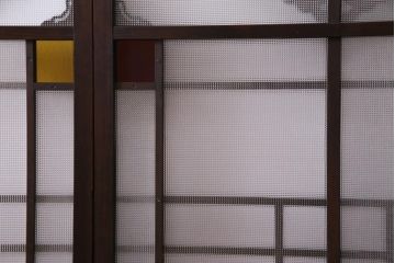 アンティーク建具　上手物　当時物色ガラス入り　大正ロマン薫るガラス戸4枚セット(建具、引き戸)