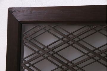 和製アンティーク　両面ガラス入り　三十菱紋　渋い色味が素敵な組子欄間(明り取り、ディスプレイ)