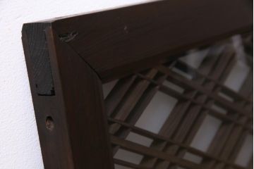 和製アンティーク　両面ガラス入り　三十菱紋　渋い色味が素敵な組子欄間(明り取り、ディスプレイ)