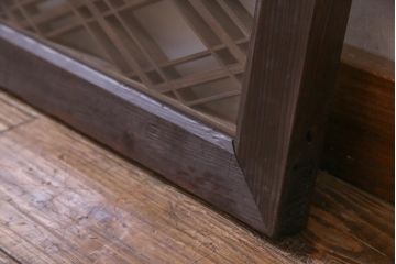 和製アンティーク　両面ガラス入り　三十菱紋　渋い色味が素敵な組子欄間(明り取り、ディスプレイ)