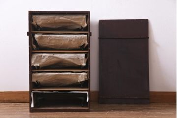 アンティーク雑貨　輪島塗　金蒔絵　鯉の図　木製お膳5客セット(漆器、脚付膳、和食器)(R-036276)