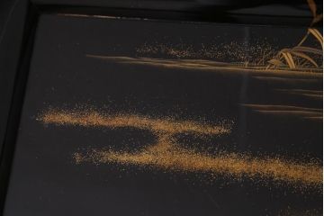 アンティーク雑貨　輪島塗　金蒔絵　鯉の図　木製お膳5客セット(漆器、脚付膳、和食器)(R-036276)
