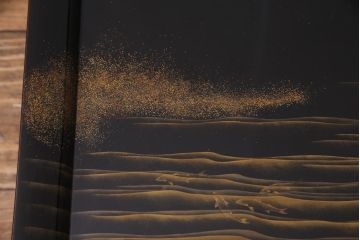 アンティーク雑貨　輪島塗　金蒔絵　鯉の図　木製お膳5客セット(漆器、脚付膳、和食器)(R-036276)