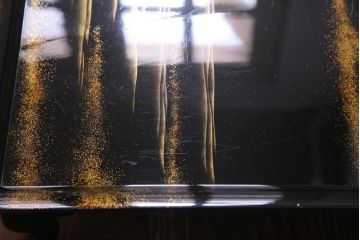 アンティーク雑貨　輪島塗　金蒔絵　鯉の図　木製お膳5客セット(漆器、脚付膳、和食器)(R-036276)