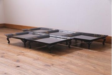 アンティーク雑貨　輪島塗　金蒔絵　鯉の図　木製お膳5客セット(漆器、脚付膳、和食器)(R-036277)