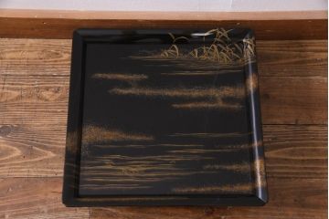 アンティーク雑貨　輪島塗　金蒔絵　鯉の図　木製お膳5客セット(漆器、脚付膳、和食器)(R-036277)