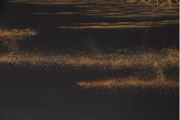 アンティーク雑貨　輪島塗　金蒔絵　鯉の図　木製お膳5客セット(漆器、脚付膳、和食器)(R-036277)