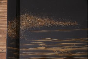 アンティーク雑貨　輪島塗　金蒔絵　鯉の図　木製お膳5客セット(漆器、脚付膳、和食器)(R-036277)