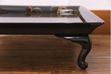 アンティーク雑貨　輪島塗　金蒔絵　鯉の図　木製お膳5客セット(漆器、脚付膳、和食器)(R-036277)