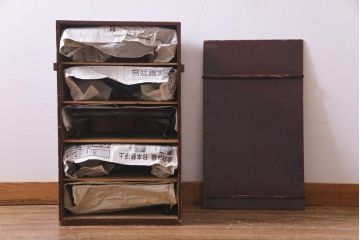 アンティーク雑貨　輪島塗　金蒔絵　鯉の図　木製お膳5客セット(漆器、脚付膳、和食器)(R-036277)