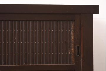 アンティーク家具　明治期　丸桟　銅金具　上手物の近江水屋箪笥(収納棚、重ね箪笥)(R-036285)