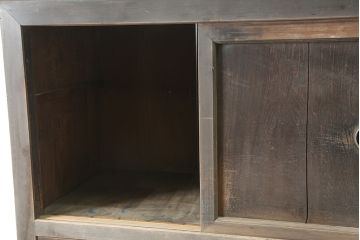 アンティーク家具　明治期　ヒノキ材　一本物　三尺　年季の入った関西水屋箪笥(食器棚、戸棚、収納棚、サイドボード、キャビネット)(R-036287)