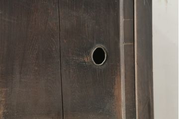 アンティーク家具　明治期　ヒノキ材　一本物　三尺　年季の入った関西水屋箪笥(食器棚、戸棚、収納棚、サイドボード、キャビネット)(R-036287)